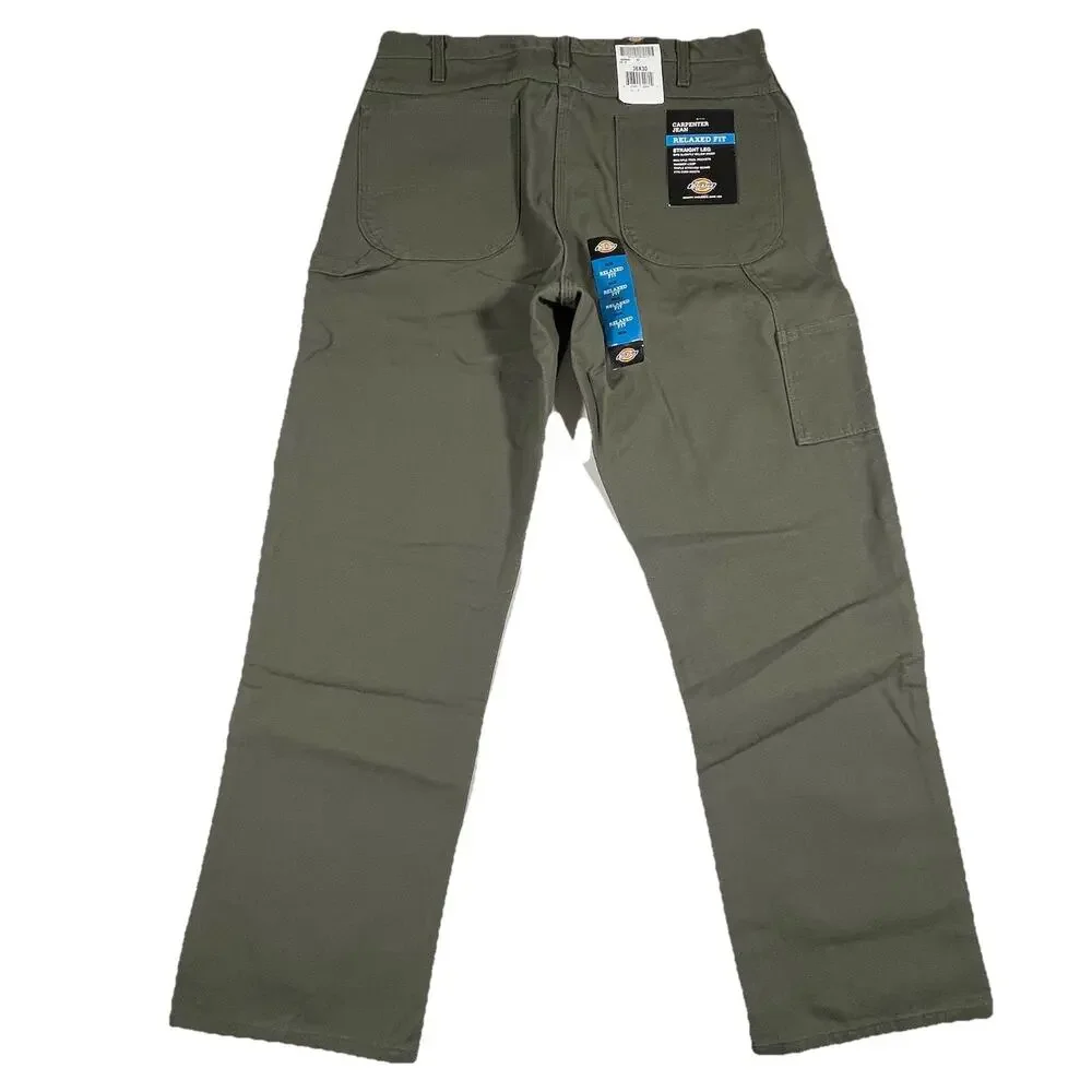 Dickies Carpenter Jeans Mens 36x30 Military Green Relaxed Fit Work Pants NWT